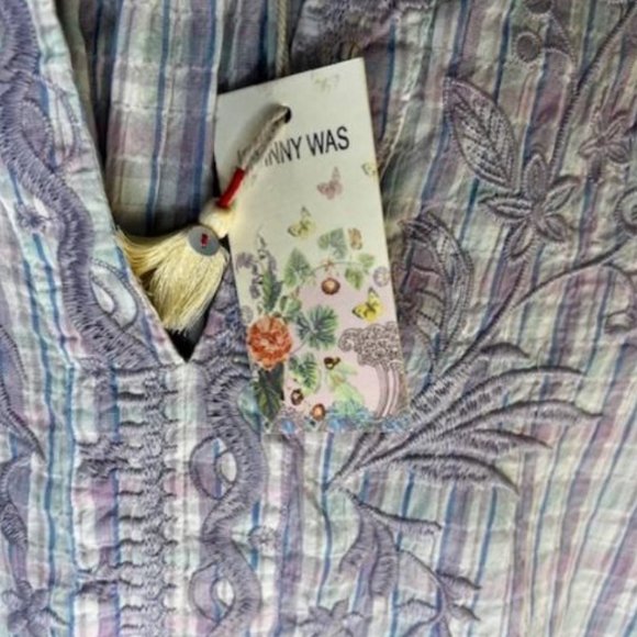 Malo Puff Sleeve Embroidered Butterfly Blouse from Johnny Was - Size Small - NWT - Picture 12 of 12